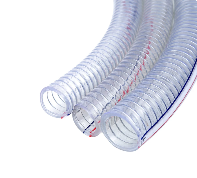 transparent PVC steel wire hose for suction and delivery